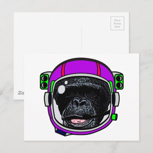 Raum-Schimpanse Postkarte (Vorne/Hinten)