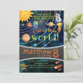 Raum-Sonnensystem-Planeten-Geburtstags-Einladung Einladung (Stehend Vorderseite)