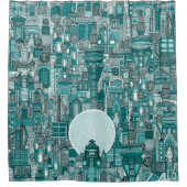 Raum Stadt mono aquamarin Duschvorhang (Vorderseite)