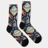Raum und Dinosaurier zeichnen dunkelblau Socken (Rechts)