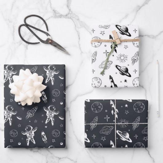 Raum und Planet Galaxie Geschenkpapier Set (Vorderseite)