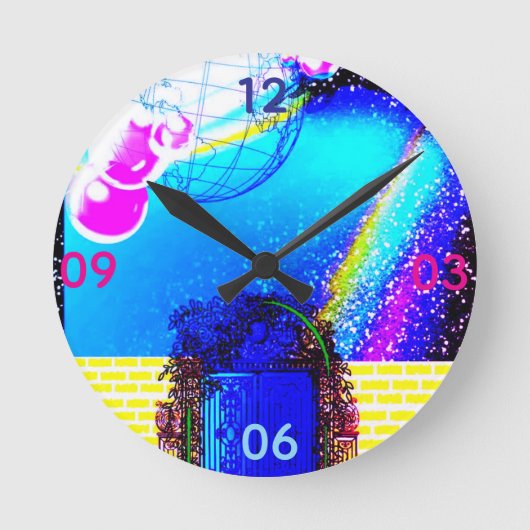 Raum und Zeit Runde Wanduhr (Vorderseite)