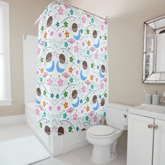 Raumdoodle-Muster Duschvorhang (Beispiel)