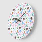 Raumdoodle-Muster Große Wanduhr (Winkel)