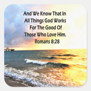 RÄUME 8:28 SCRIPTURE-FOTO QUADRATISCHER AUFKLEBER