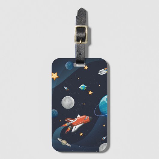 Raumfähre "Astronaut Outer Space" - Mondsterne Gepäckanhänger (Vorderseite Vertikal)