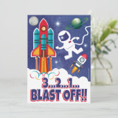 Raumfähre "Astronaut Rocket Ship Outer Space Shutt Einladung (Stehend Vorderseite)