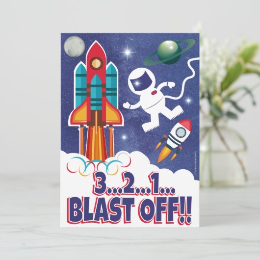 Raumfähre "Astronaut Rocket Ship Outer Space Shutt Einladung (Stehend Vorderseite)