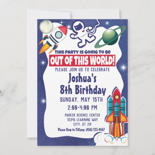 Raumfähre "Astronaut Rocket Ship Outer Space Shutt Einladung (Rückseite)