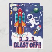 Raumfähre "Astronaut Rocket Ship Outer Space Shutt Einladung (Vorne/Hinten)