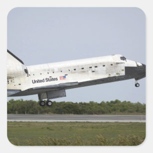 Raumfähre-Entdeckung nähert sich Landung 4 Quadratischer Aufkleber