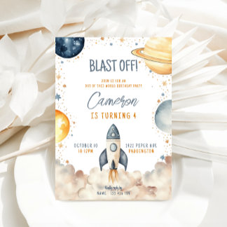 Raumfähre Galaxy Rocket Party Einladung