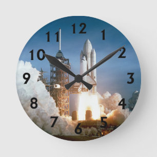 Raumfähre Kolumbien startet weg Runde Wanduhr