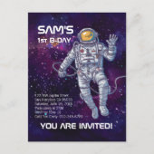 Raumfahrer | Aquarellsterne & Galaxie Einladungspostkarte (Vorderseite)