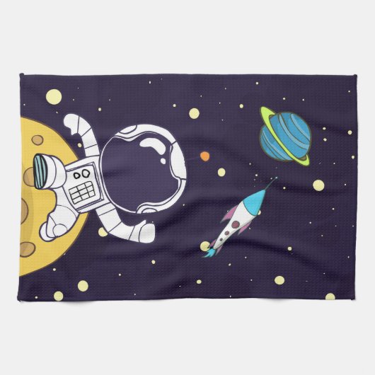 Raumfahrer im Weltraum Geschirrtuch (Horizontal)