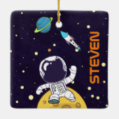 Raumfahrer im Weltraum Keramikornament (Rückseite)