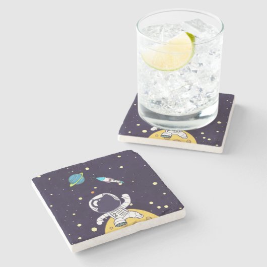 Raumfahrer im Weltraum Steinuntersetzer (Seitenansicht)