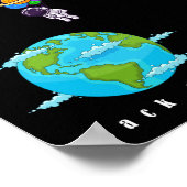 Raumfahrer mit Ballon | Mehrfarbige moderne Kunst Poster (Ecke)