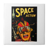 Raumfahrer Sci-FI Astronauten-Comic-Kunst Fliese (Vorderseite)