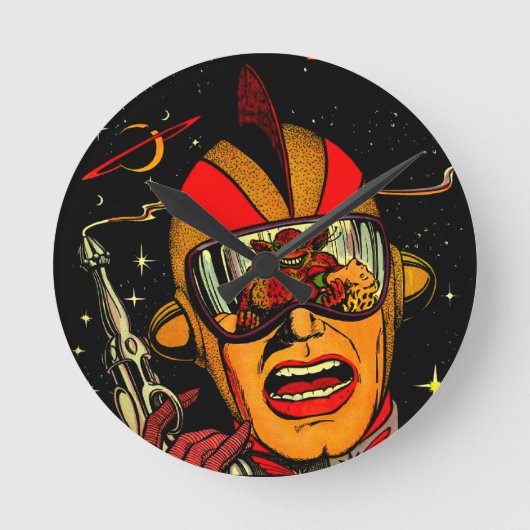 Raumfahrer Sci-FI Astronauten-Comic-Kunst Runde Wanduhr (Vorderseite)