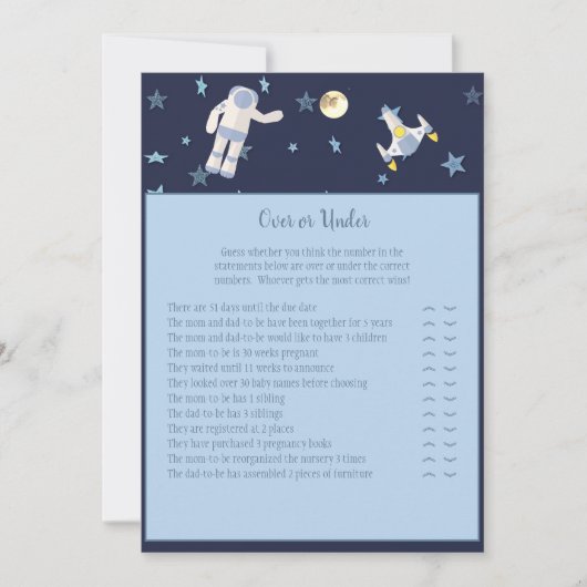 Raumfahrer über oder unter dem Kinderspiel Einladung (Vorderseite)