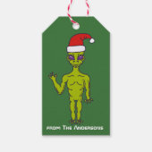 Raumfahrt-Alien in einer Weihnachtsmannmütze Perso Geschenkanhänger (Vorderseite)