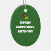 Raumfahrt-Alien in einer Weihnachtsmannmütze Perso Keramik Ornament (Hinten)