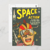 RAUMFAHRT Cooles Vintages Comic Buchabdeckung Kuns Postkarte (Vorne/Hinten)