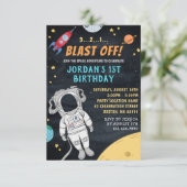 Raumfahrt | Erster 1. Geburtstag Einladung (Stehend Vorderseite)