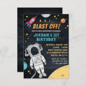 Raumfahrt | Erster 1. Geburtstag Einladung (Vorne/Hinten)