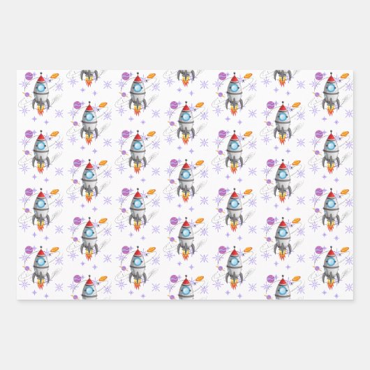 Raumfahrt für Kinder Geschenkpapier Set (Vorderseite)