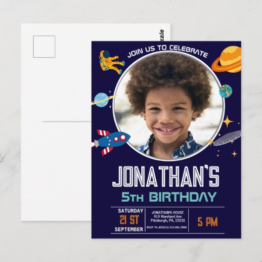 Raumfahrt-Party Postkarte (Vorne/Hinten)