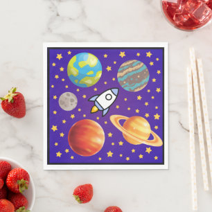 Raumfahrt Servietten; Planeten, Rakete & Sterne - Serviette