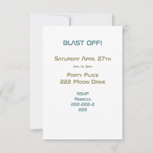 Raumfahrtakteur Zwei Themen des Moon und Back Part Einladung (Rückseite)