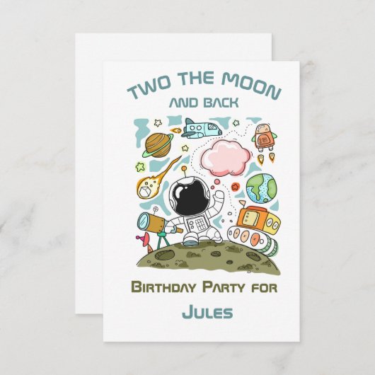 Raumfahrtakteur Zwei Themen des Moon und Back Part Einladung (Vorne/Hinten)