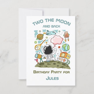 Raumfahrtakteur Zwei Themen des Moon und Back Part Einladung