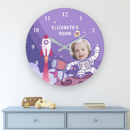 Raumfahrtaktivitäten Anzug für Foto Kids Room Große Wanduhr