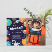 Raumfahrtamtsgesellschaft Foto Birthday Party Einladung (Stehend Vorderseite)
