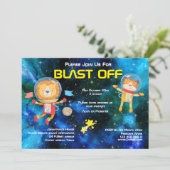 Raumfahrtastronauten raketen Galaxie-Sterne Einladung (Stehend Vorderseite)