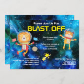 Raumfahrtastronauten raketen Galaxie-Sterne Einladung (Vorne/Hinten)