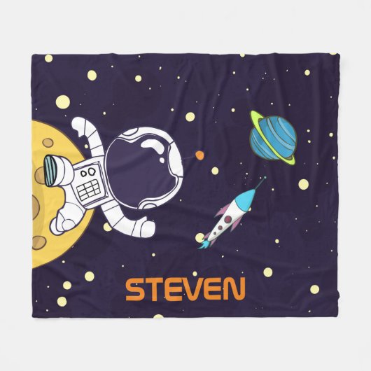 Raumfahrtflugzeug schwimmt im Weltraum Fleecedecke (Vorderseite (Horizontal))