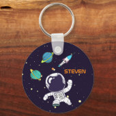 Raumfahrtflugzeug schwimmt im Weltraum Schlüsselanhänger (Vorderseite)