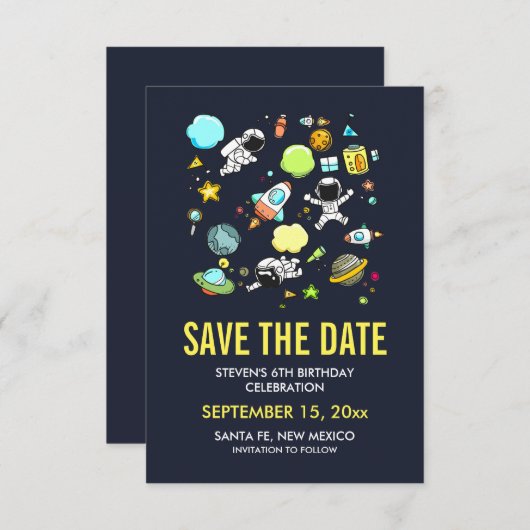 Raumfahrtgeräte und Raketen Save the Date (Vorne/Hinten)