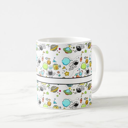 Raumfahrtmission - Cartoon Pattern - Individuelle  Kaffeetasse (VorderseiteRechts)