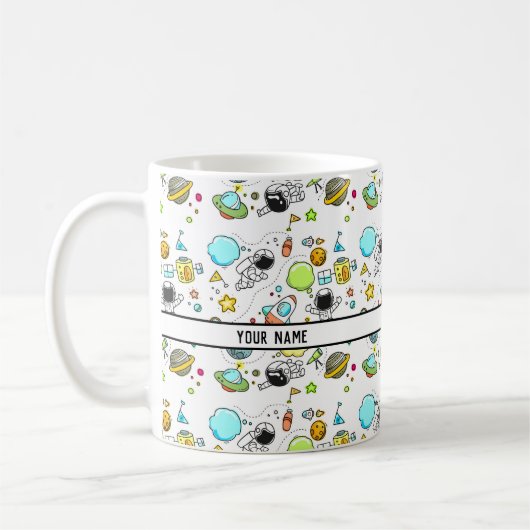 Raumfahrtmission - Cartoon Pattern - Individuelle Kaffeetasse (Links)