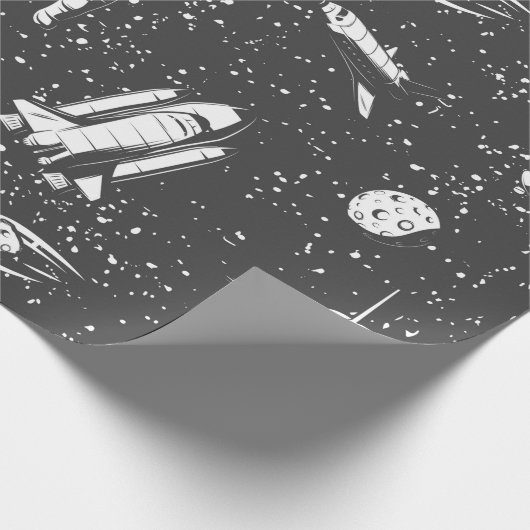 Raumfahrtmuster Geschenkpapier (Ecke)