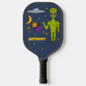 Raumfahrtpolitik - Alien mit Flying Saucer Persona Pickleball Schläger (Vorderseite)