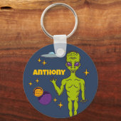 Raumfahrtpolitik - Alien mit Flying Saucer Persona Schlüsselanhänger (Vorderseite)