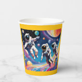 Raumfahrtschiffe in einer Pastelgalaxie Pappbecher (Rückseite)