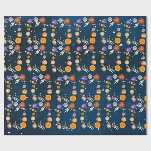 Raumfahrtspartei Erster Geburtstag Geschenkpapier (Flach)